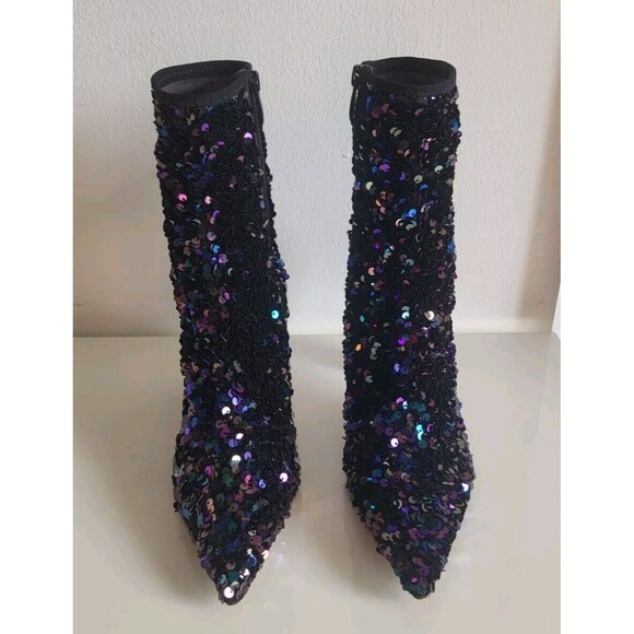 Franco Sarto Avana Women's Multicolor Sequins Pointed Toe Zipper Heel Boots Sz 8 - Picture 10 of 13